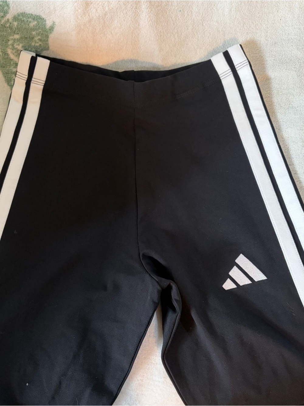 adidas Black Leggings with White Side Stripes